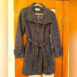 Calvin Klein wool coat with leather trim